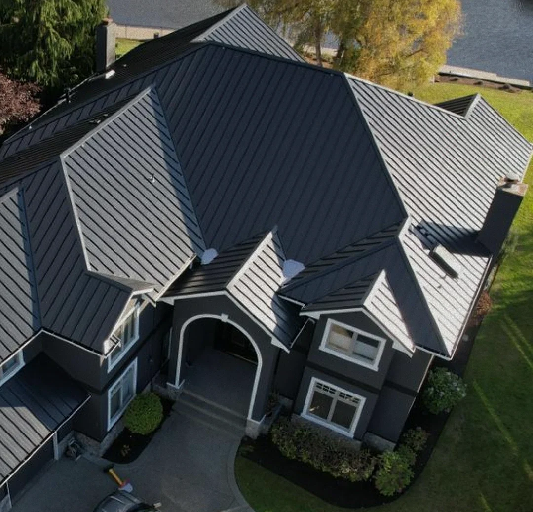 Modern residential metal roof on a luxury Kenmore home